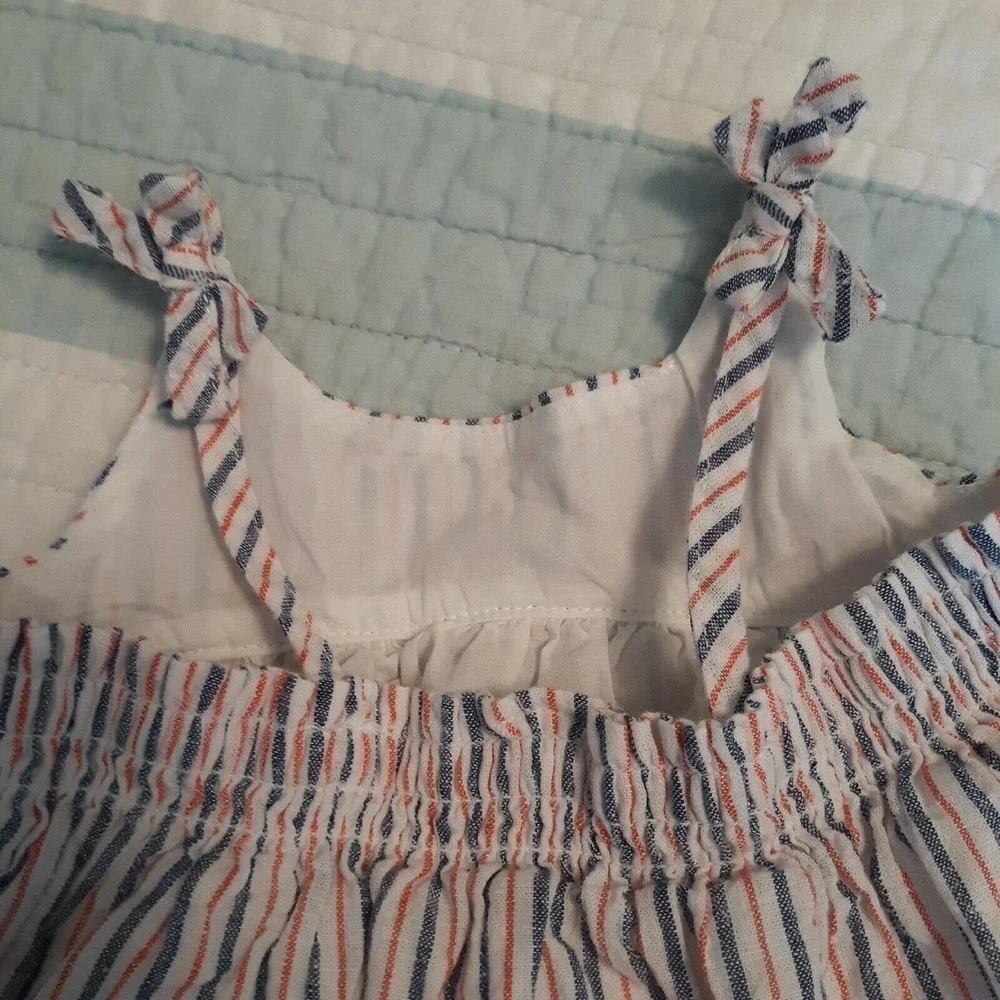 Baby Gap 3-6 mth Red White Blue Striped Ruffled Hem Sundress w/pants